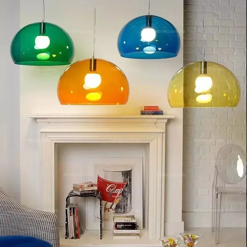 Italian Designer Dome Pendant Lamp Colorful Acrylic Chandelier Ceiling Suspenion Hanging Light with E27 Bulb