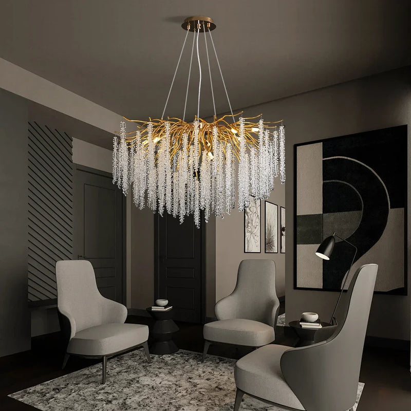 lustre suspendu en verre cristal design moderne pour décoration intérieure