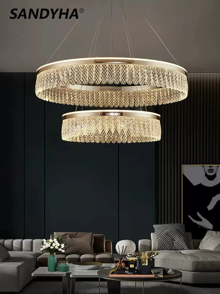 lustre sandyha moderne créatif anneau de luxe en cristal