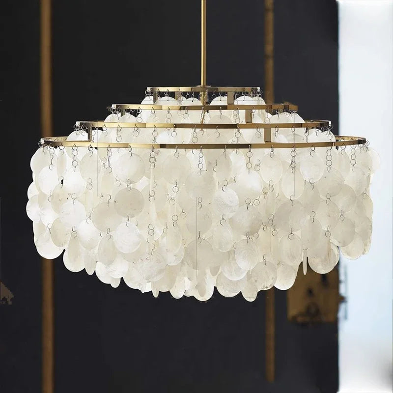 lustre rétro en coquillage pour décoration intérieure moderne