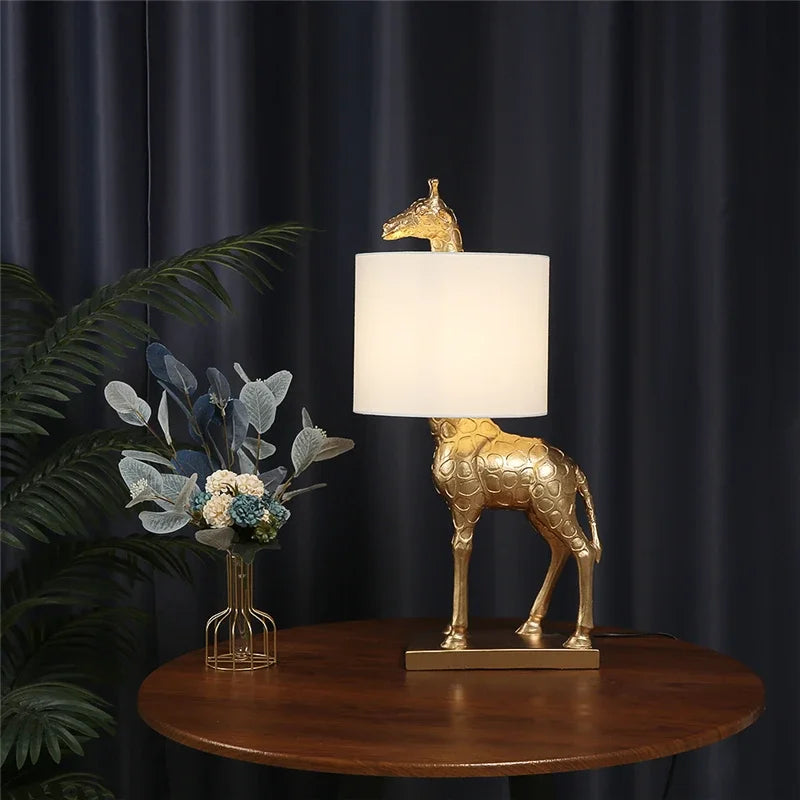 lampe de bureau design moderne girafe en résine éclairage créatif