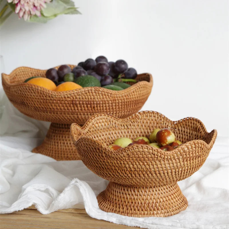 paniers en rotin pour fruits et rangement décoratif