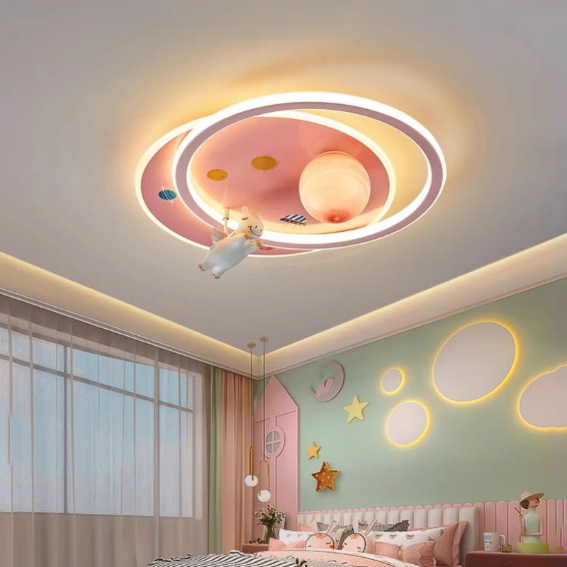 plafonnier licorne pégase moderne pour chambre d'enfant