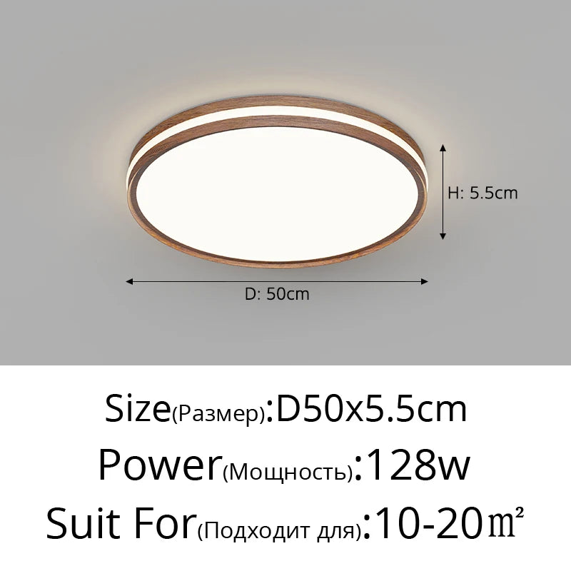 plafonnier nordique minimaliste en rondins avec éclairage led moderne