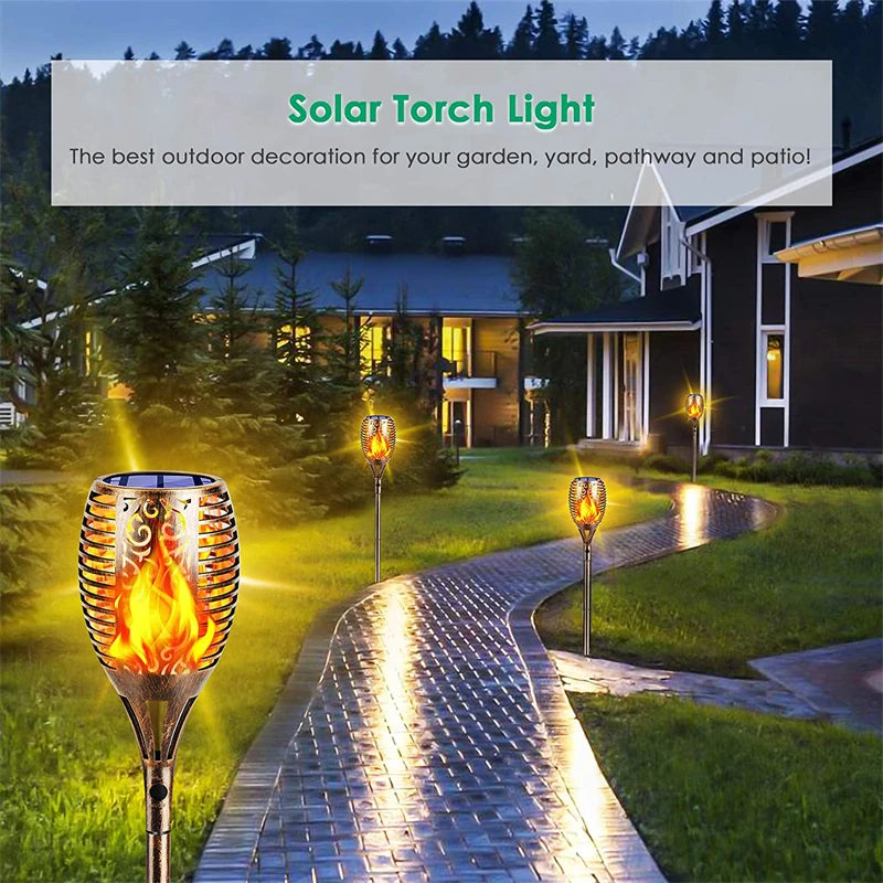 lampes solaires extérieures led flamme vacillante étanche jardin éclairage paysager
