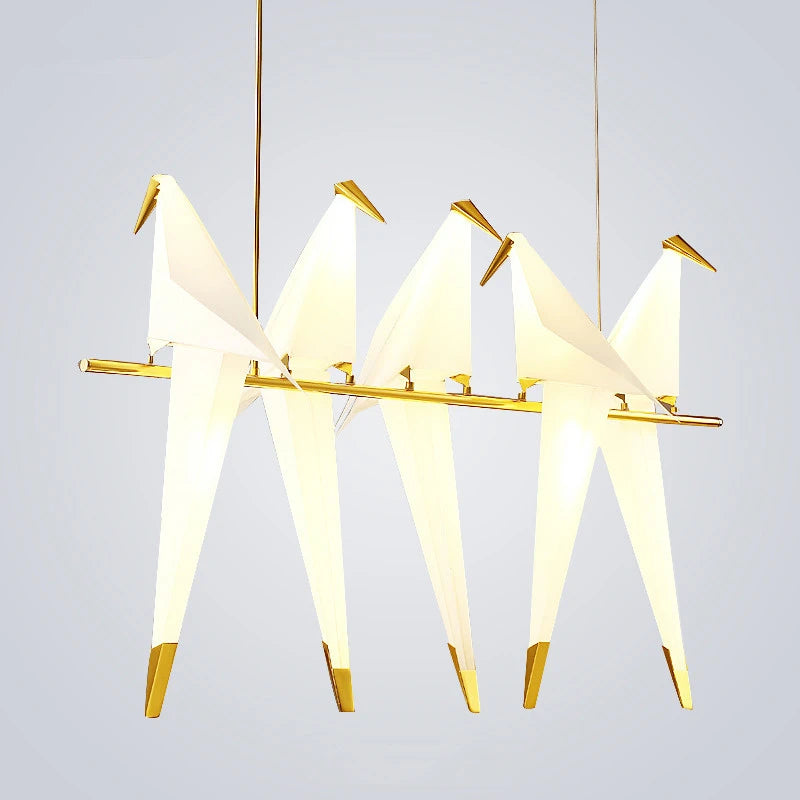 suspension LED design nordique en acrylique forme oiseau