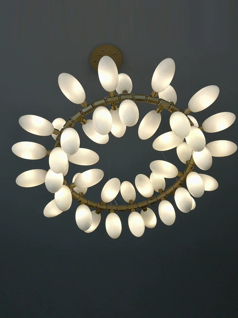 Modern Luxury  White Glass Grape Shaped Duplex Villa Chandelier, Living Room, Dining Room, Hotel Circular Decorative Chandelier