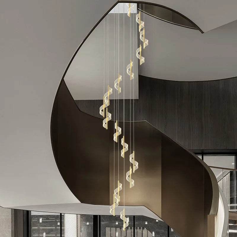 lustre moderne nordique twist light en acrylique pour intérieur élégant