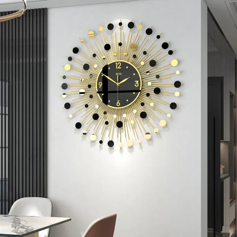 horloge murale luxe design créatif silencieuse pour décoration moderne