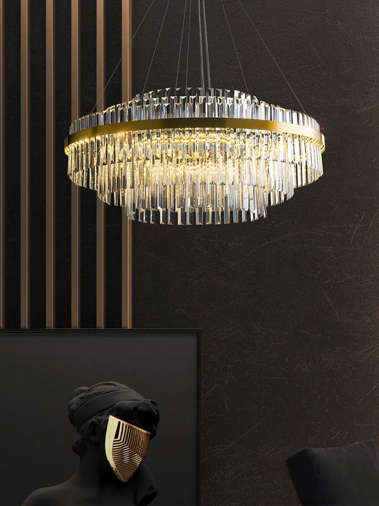 lustre en cristal de luxe pour décoration intérieure élégante