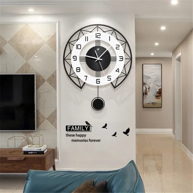 horloge murale pivotante créative design silencieuse pour décoration intérieure