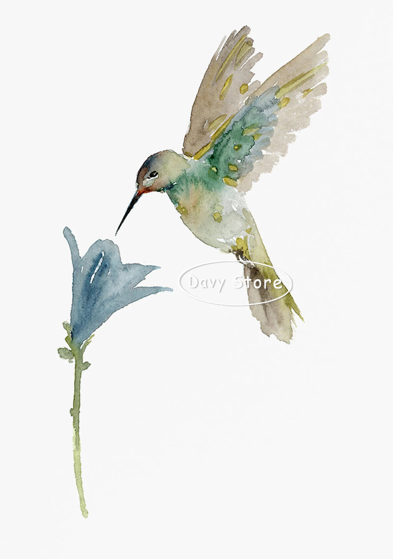 Tableau affiches de colibri en aquarelle pour décoration murale