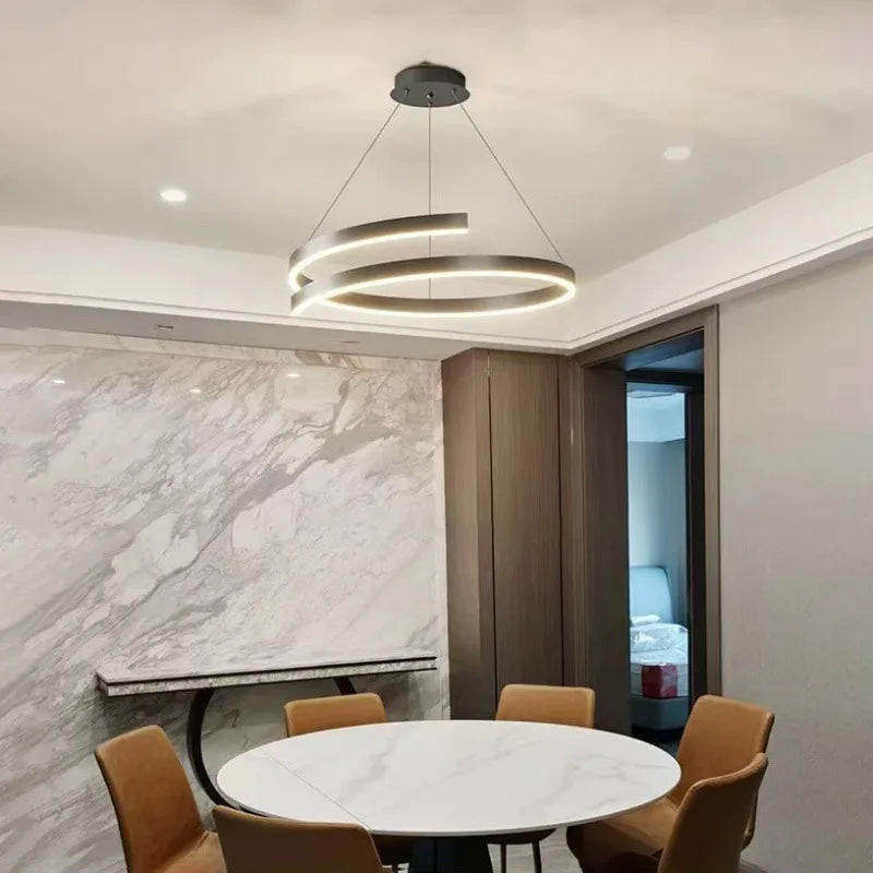 lustre spirale en aluminium led pour décoration maison