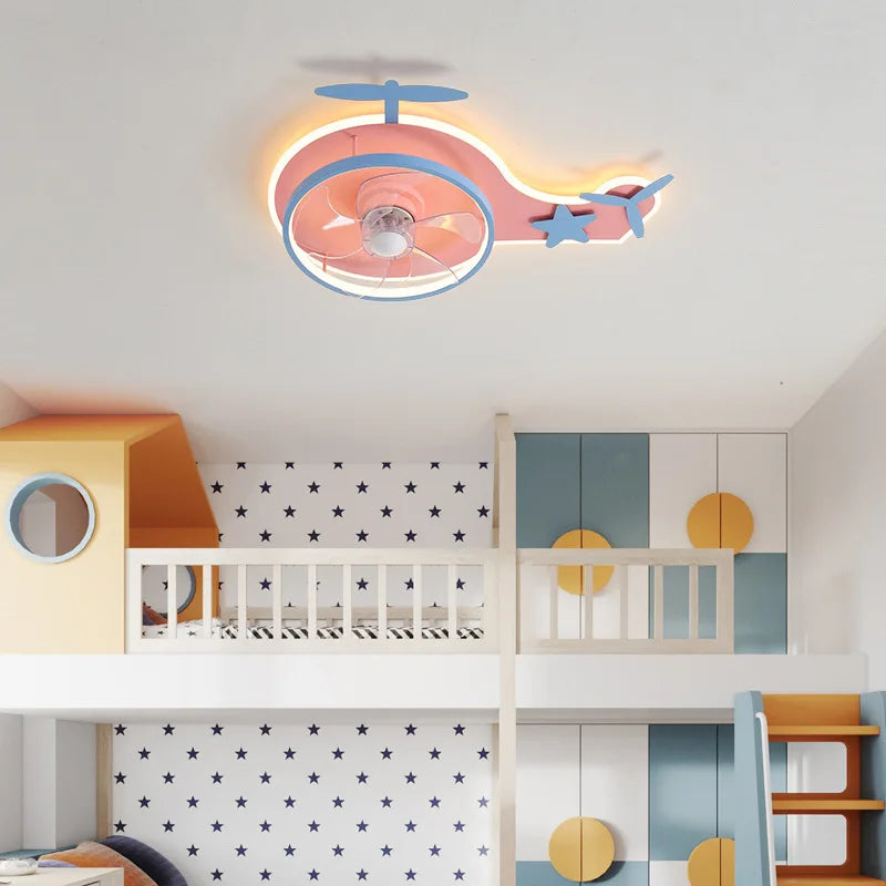 plafonnier led nordique ventilateur avion enfant réglable et télécommande