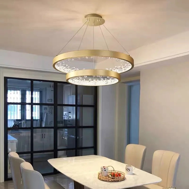 lustre en cristal design luxe avec éclairage led