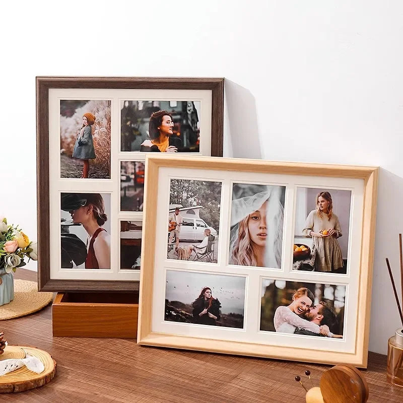 présentoir en bois massif pour cadres photo mariage décoratif