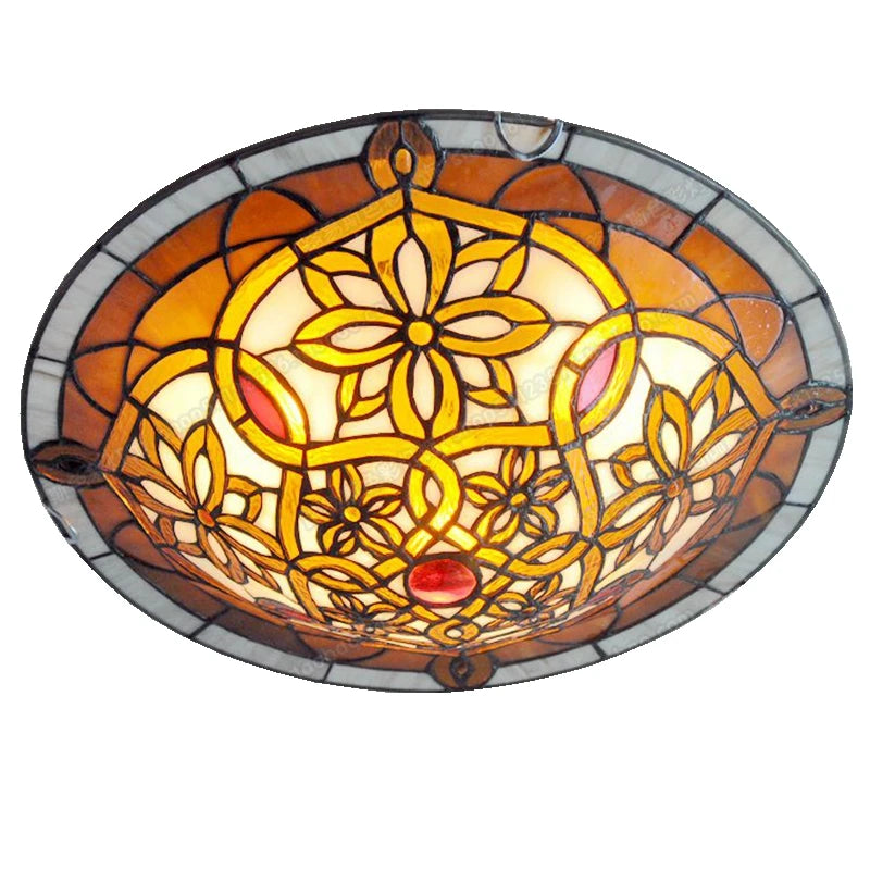 16 Inch European Twist Glass Ceiling Lamp Tiffany Style Bedroom Aisle Porch Balcony Lighting Antique LED Welding Art Lamp