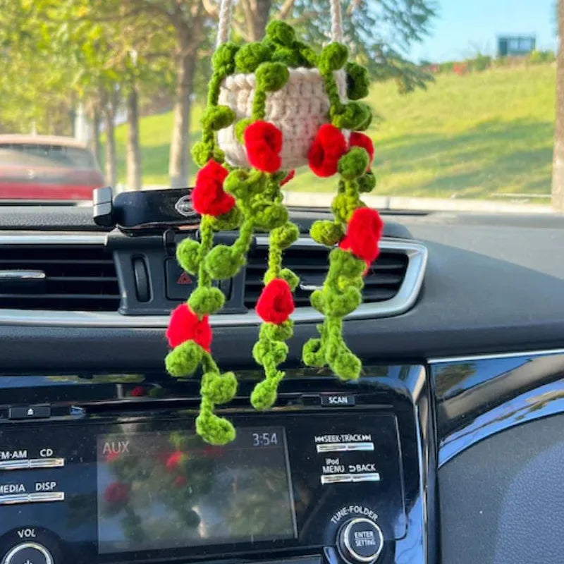 crochet suspendu créatif pour décoration de voiture plante en pot