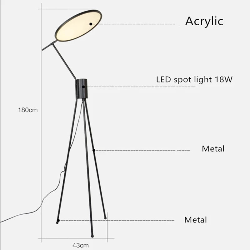 lampadaire trépied led design nordique pour décoration intérieure