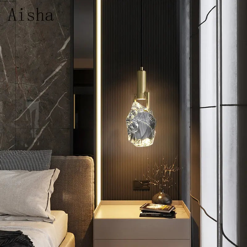 suspension led en cristal luxe légère pour décoration intérieure