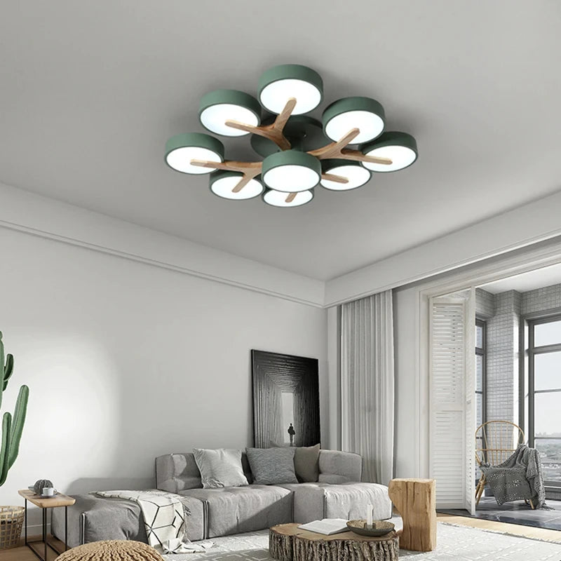 lustre moderne en bois pour décoration intérieure nordique lumineux