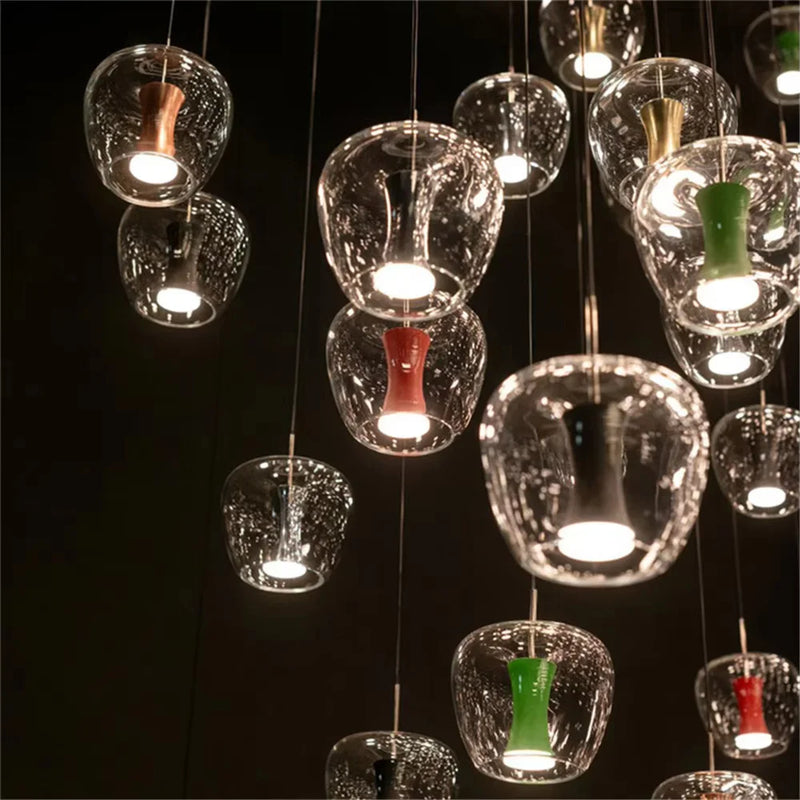 suspension led en verre transparent au design moderne pour décoration intérieure