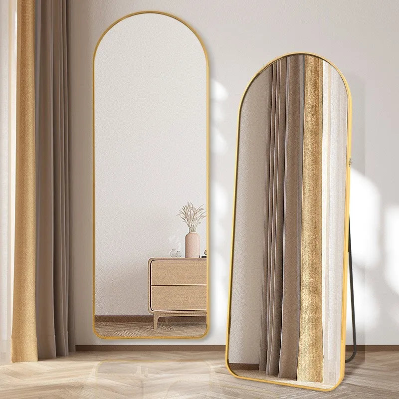 miroir de sol plein long design semi-circulaire pour intérieur