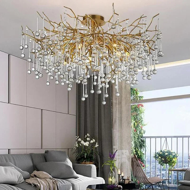 lustre nordique en cristal éclairage à led pour décoration intérieure