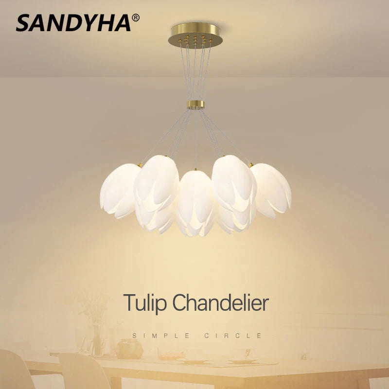 lustre moderne tulipe sandyha suspension led lampara soffitto