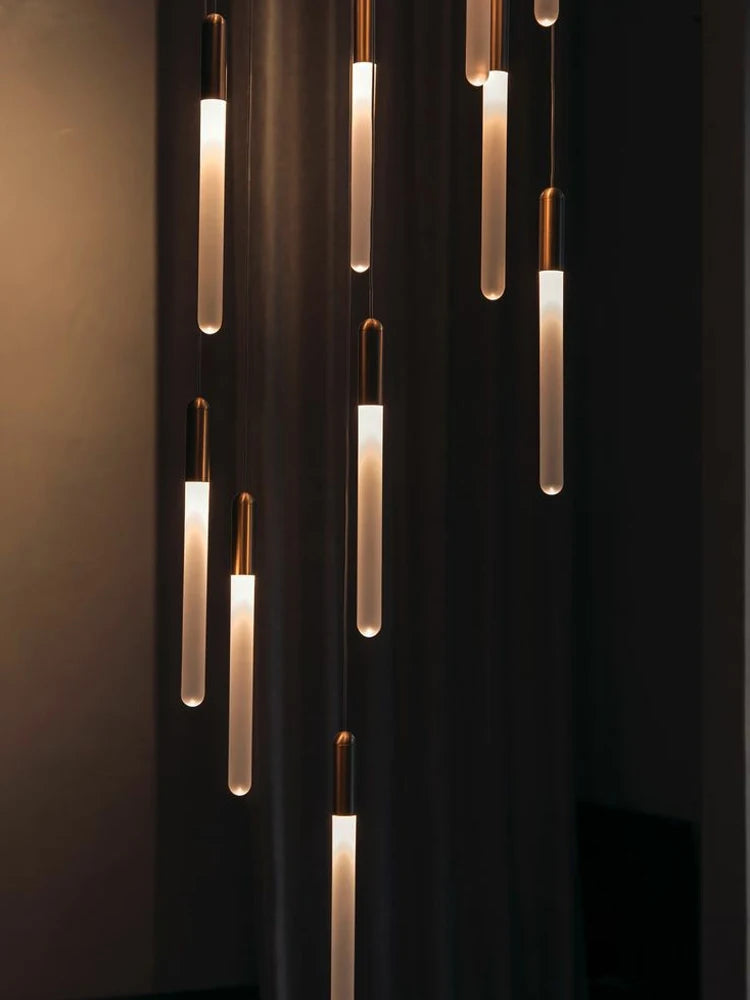 lustre led minimaliste moderne pour villa restaurant escalier