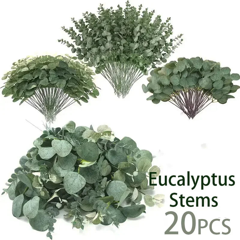 lot de 20 feuilles d eucalyptus artificielles pour décoration florale