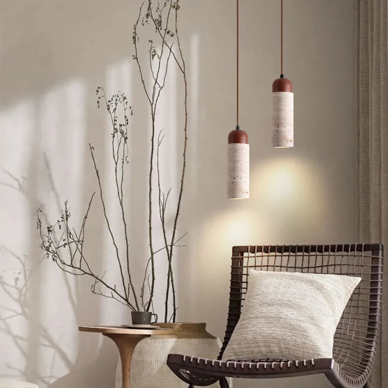 lustre suspendu led vintage en pierre naturelle pour décoration rétro