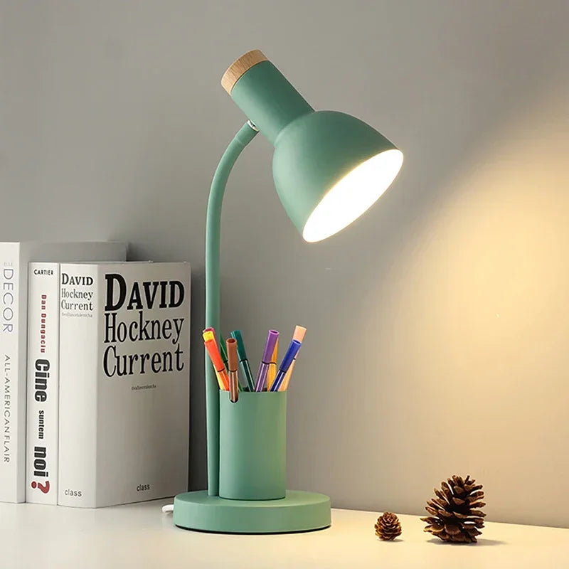 lampe de bureau créative nordique avec porte-stylo led décoratif