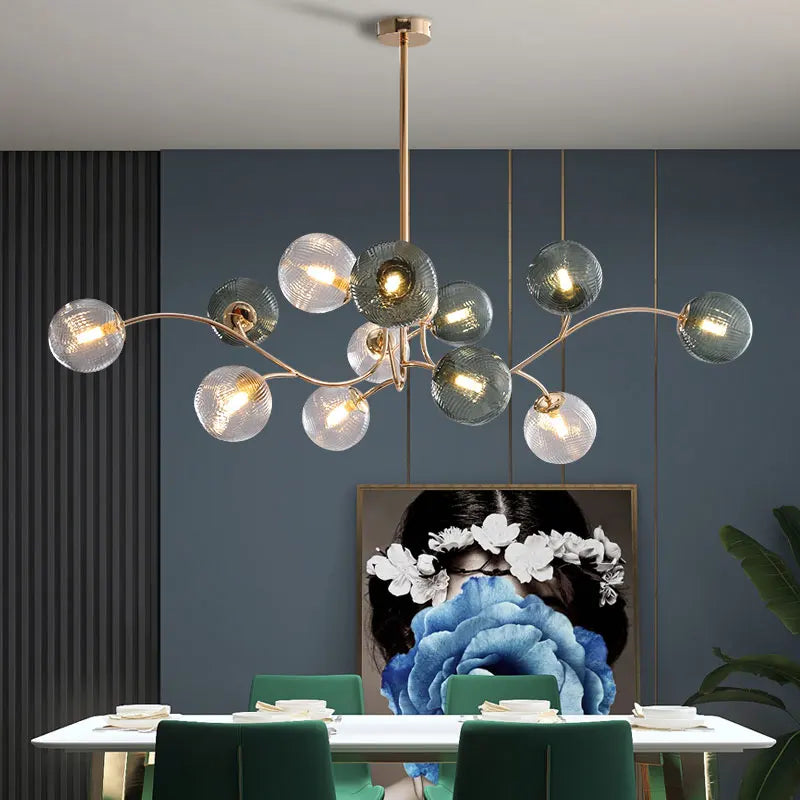 lustre nordique luxueux brillant avec boule de verre