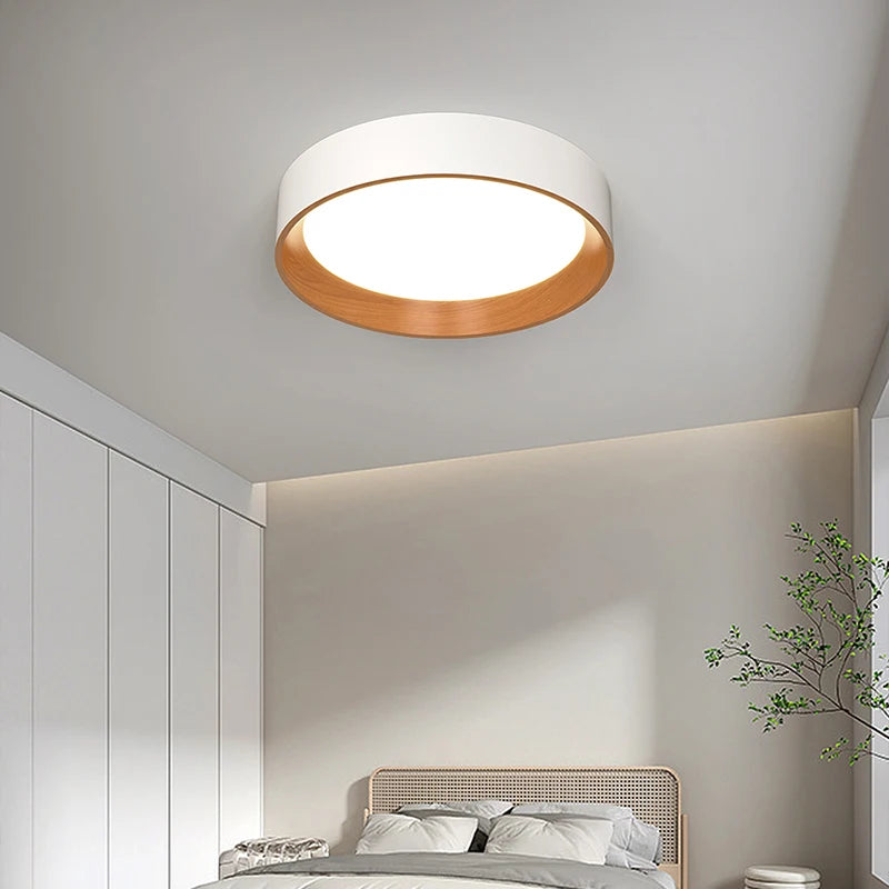 plafonnier led minimaliste nordique grain de bois créatif