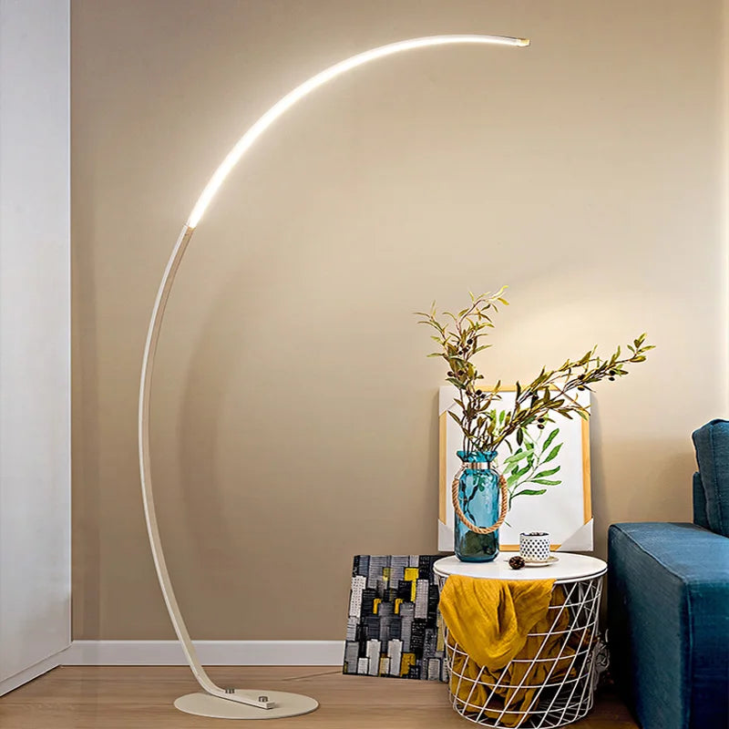 Modern Simple Ledc Shaped Aluminum Floor Lamp, Living Room Next To Sofa, Bedroom, Study, Leisure Fishing Black Floor Lamp