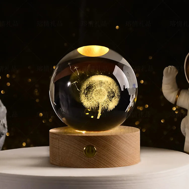 boule de cristal 3D système solaire gravé cadeau décoratif