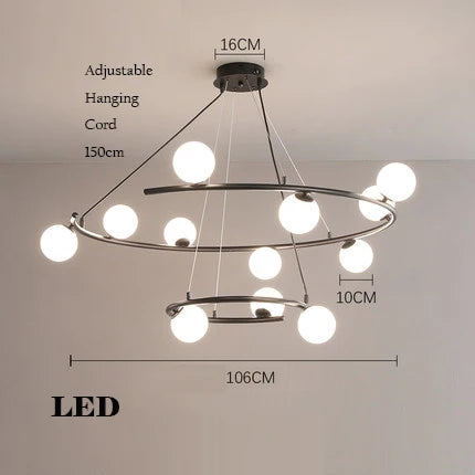 lustre créatif en fer et verre pour décoration élégante