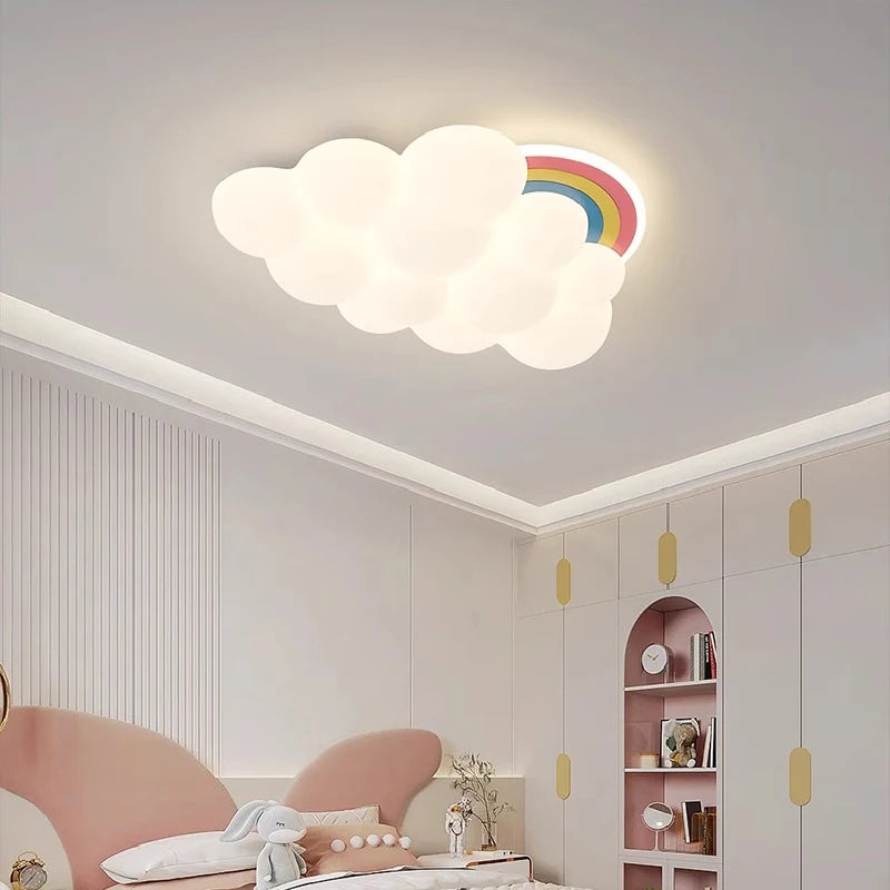 plafonnier nuage arc-en-ciel à led pour chambre d'enfant