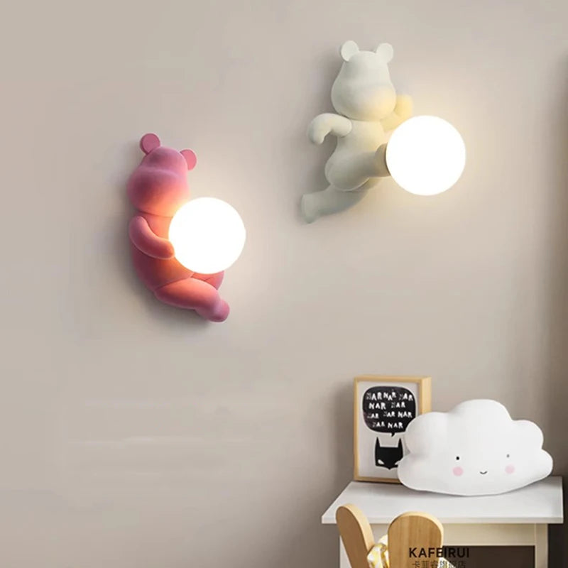 applique murale ours en résine et verre pour enfant