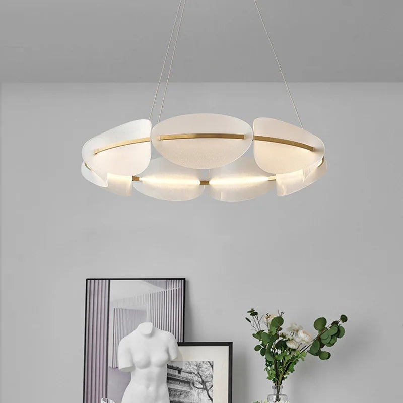 lustre nordique led en acrylique avec design de pétale