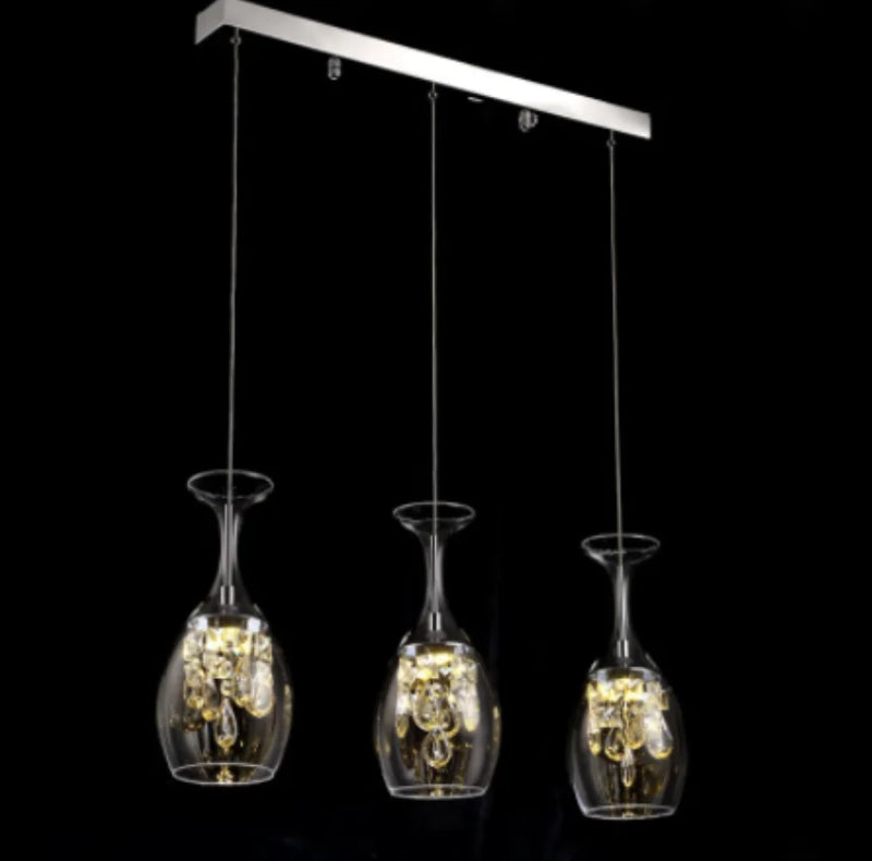 suspension moderne en cristal avec abat-jour en verre pour éclairage décoratif