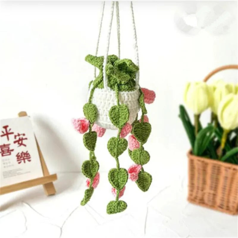 crochet suspendu créatif pour décoration de voiture plante en pot