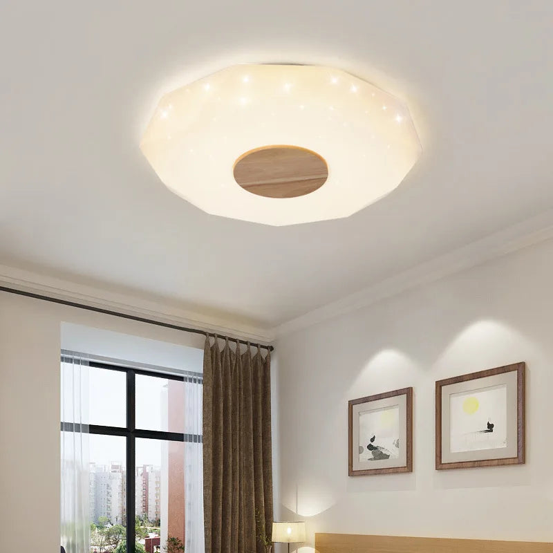 plafonnier led minimaliste en bois massif étoile diamant