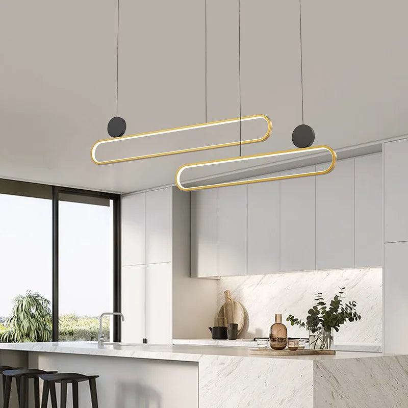 suspension led style nordique minimaliste double cercle pour intérieur