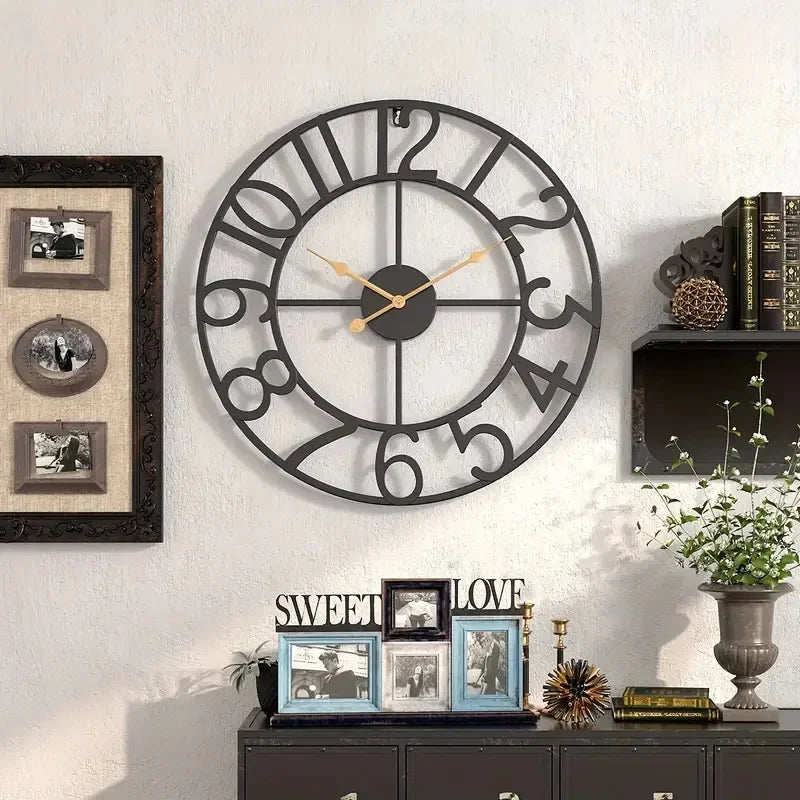 horloge murale rétro en métal décoration créative pour intérieur