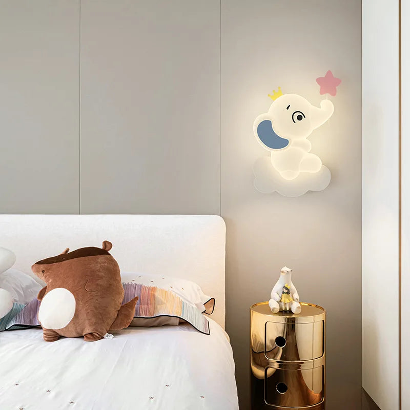 applique murale moderne éléphant pour enfant lumière douce