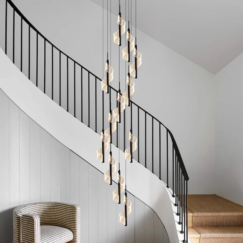 lustre led moderne en acrylique pour escaliers en colimaçon
