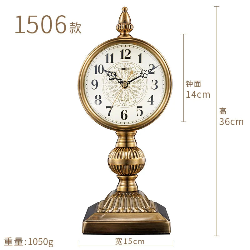 horloge de table européenne en métal plaqué cuivre élégant design luxe