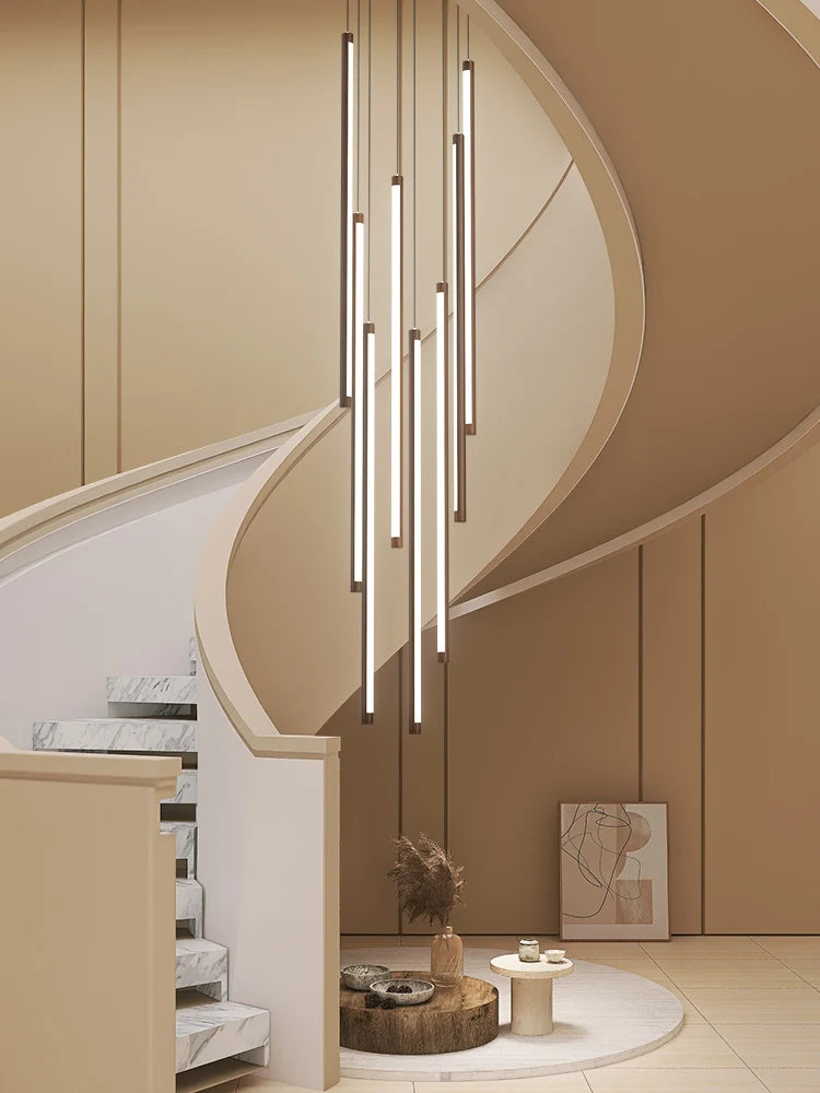 lustre nordique grain de bois duplex rotatif minimaliste led